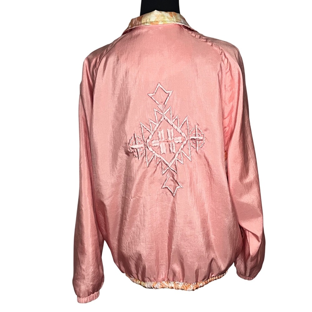 Vtg 90s Indications Pink Abstract Track Jacket Sz M Nylon Athleisure Windbreaker - Picture 2 of 11